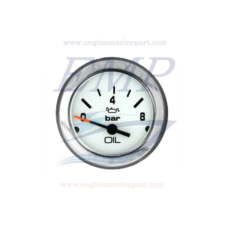 Indicatore pressione olio Flagship Plus white chrome 0-80 PSI