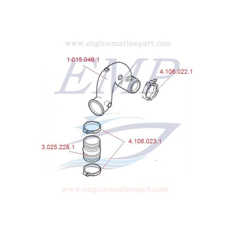 Riser di scarico 2998cc per EFB FNM 1.015.049.1