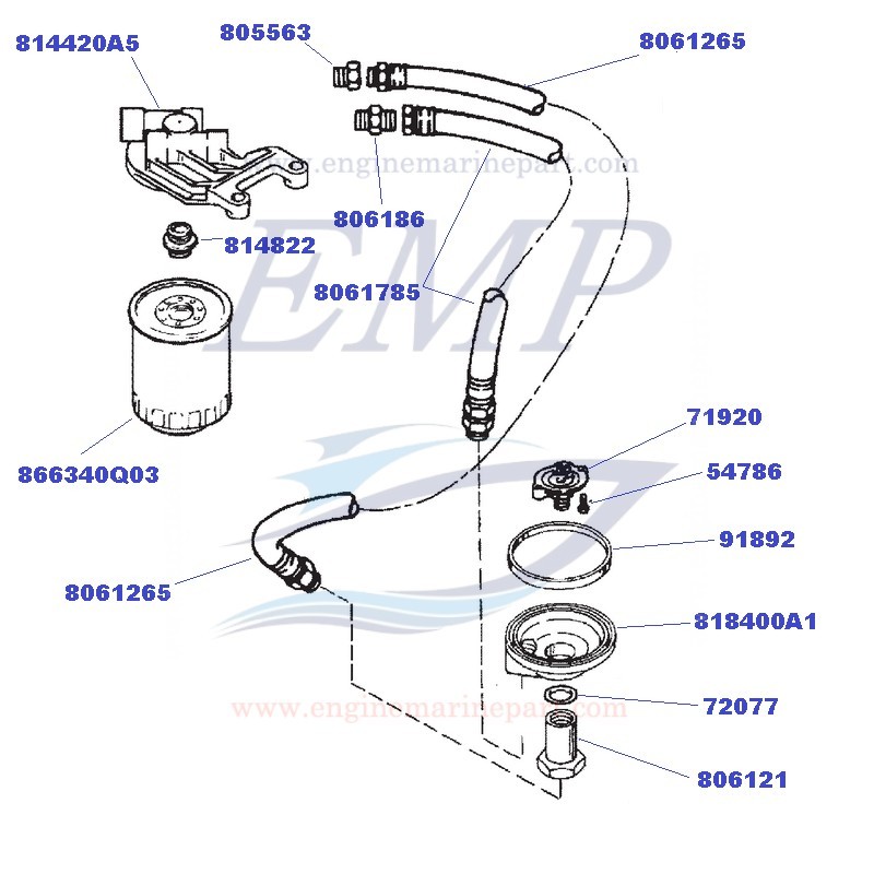 Raccordo tubo olio Mercruiser 806186