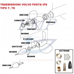 Elica T-2 anteriore piede IPS Volvo Penta 3861093, 24044382