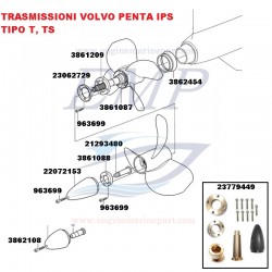 Elica T-4 posteriore piede IPS Volvo Penta 3861100, 24044434