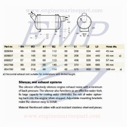 Marmitta silenziatore di scarico Diam. tubo 45 mm Volvo Penta 828064