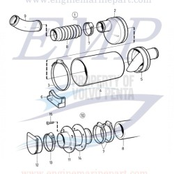 Marmitta silenziatore di scarico Diam. tubo 45 mm Volvo Penta 828837