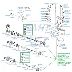 Ricambi Piede da HP 4 a HP 8 con retromarcia Johnson, Evinrude