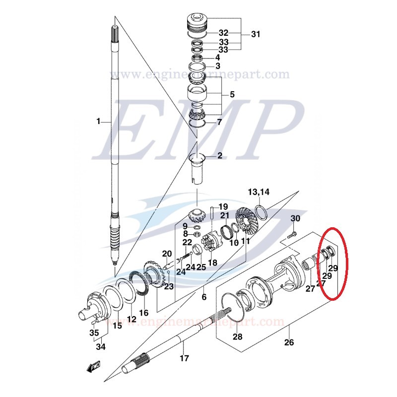 Paraolio asse elica Johnson, Evinrude 5035310