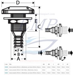 Scarico a mare inc. 55mm  lung 116 mm con valvola di non ritorno