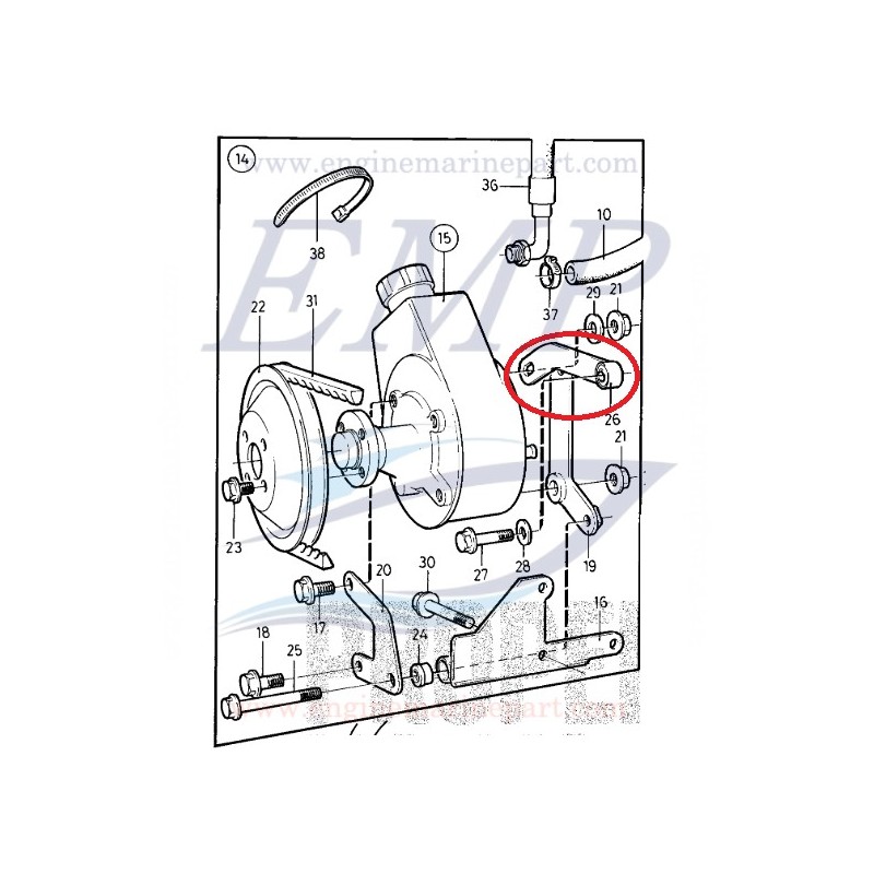 Staffa tirante pompa idroguida Volvo Penta 855277