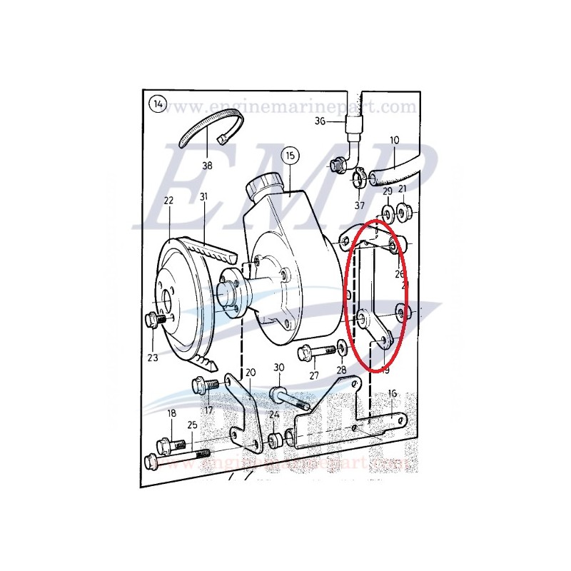 Staffa tirante pompa idroguida Volvo Penta 855275