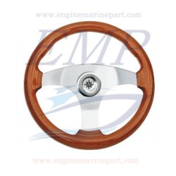 Volante Marino in acciaio inox e impugnatura in mogano opaco 340 mm