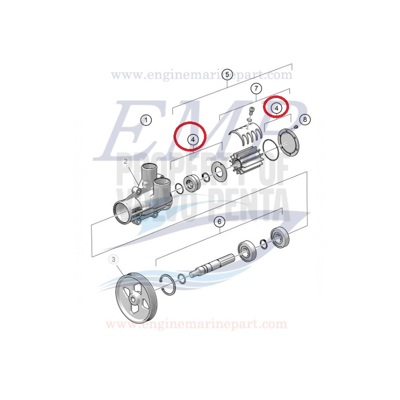 Tenuta Pompa acqua di mare Volvo Penta, 22994985