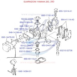 Guarnizioni motore Yamaha Marine 20C, 25D