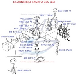 Guarnizioni motore Yamaha Marine 25A, 30A
