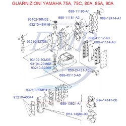 Guarnizioni motore Yamaha Marine 75A, 75C, 80A, 85A,90A