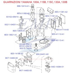Guarnizioni motore Yamaha Marine 100A, 115B, 115C, 130A, Y130B