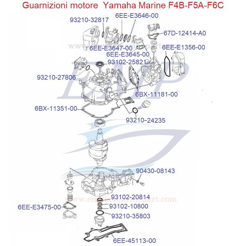 Guarnizioni motore  Yamaha Marine F4B, F5A, F6C