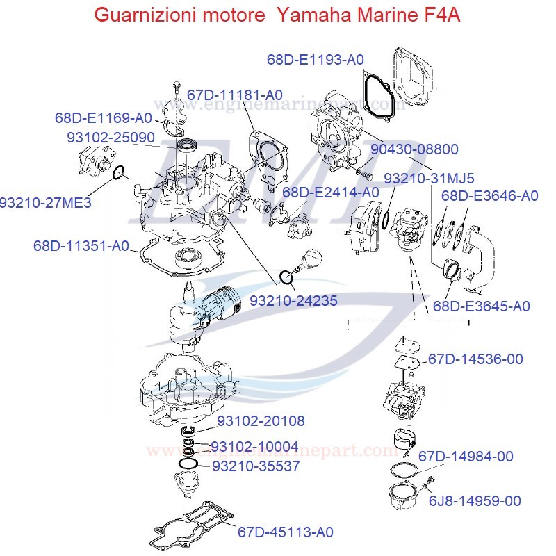 Guarnizioni motore  Yamaha Marine F4A