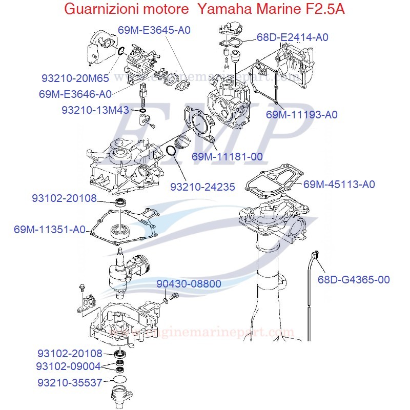 Guarnizioni motore  Yamaha Marine F2.5A