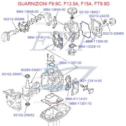 Guarnizioni Yamaha Marine F9.9C, F13.5A, F15A, FT9.9D