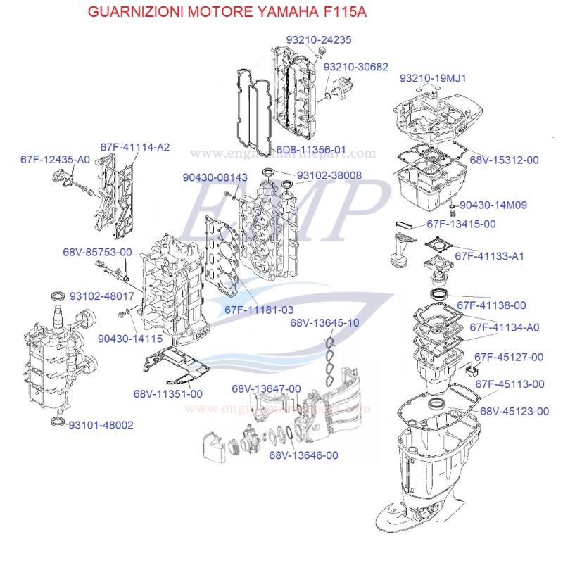 Guarnizioni Yamaha Marine F115A