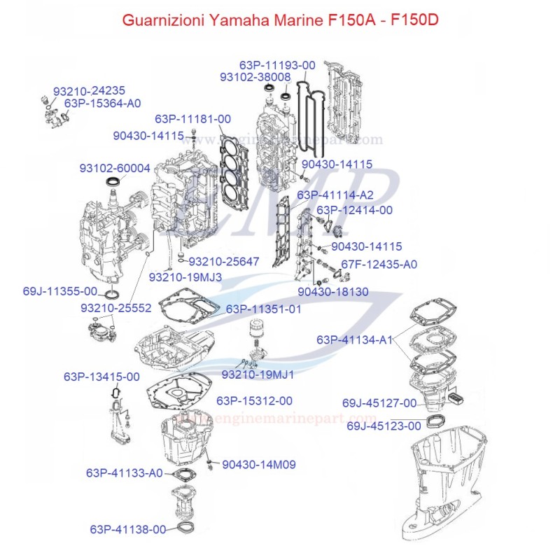 Guarnizioni Yamaha Marine F150A, F150D