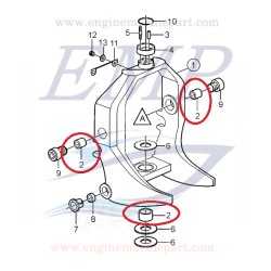 Boccola perno piede Volvo Penta 3852544, 3808228
