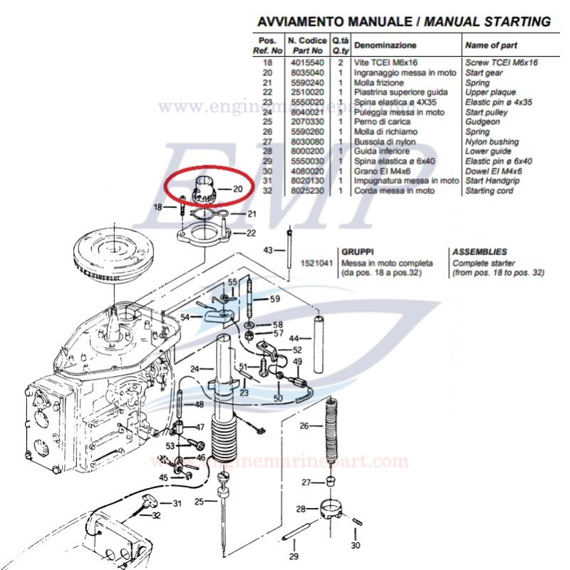 Pignone di avviamento Selva 8035040, 2205250