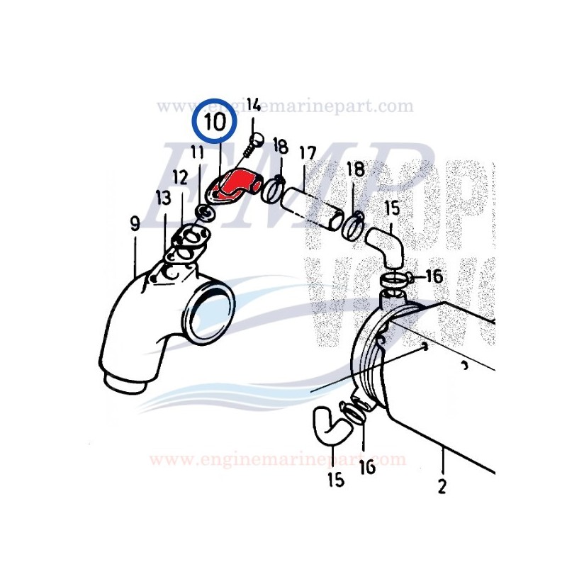 Raccoro per riser di scarico Volvo Penta 846269