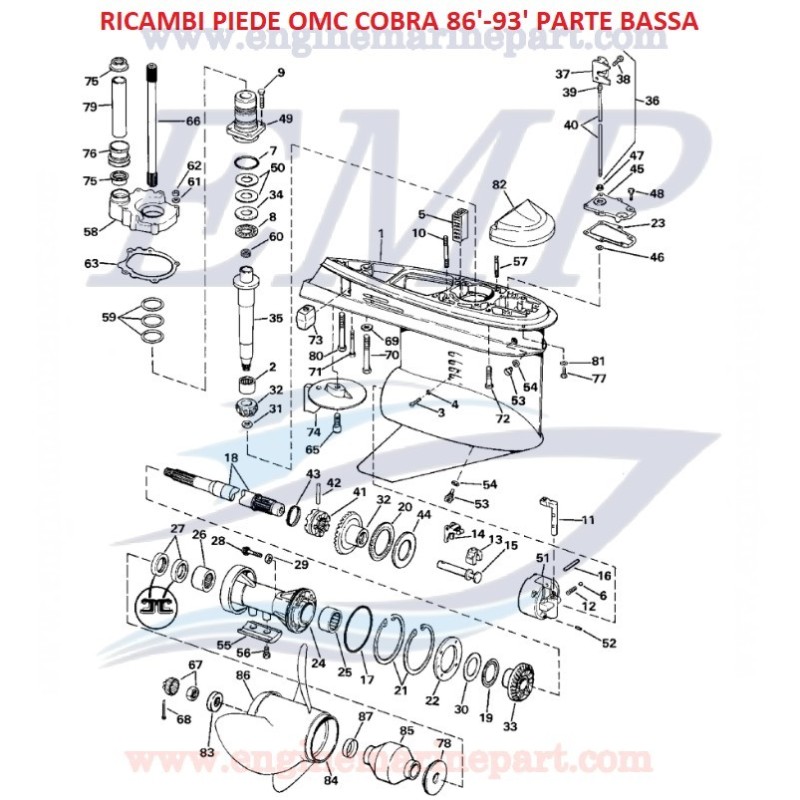 RICAMBI PIEDE OMC COBRA 86'-93' PARTE BASSA